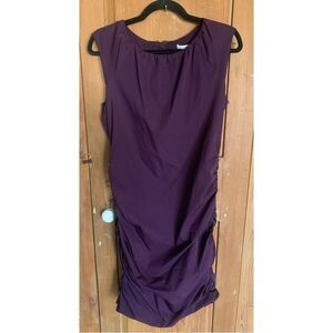 Diane Von Furstenberg Tulipan sleeveless plum ruched midi dress NWT